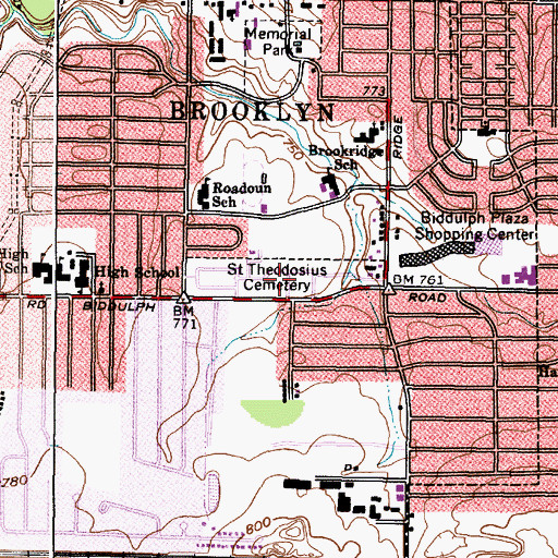 Topographic Map of Saint Theodosius Cemetery, OH