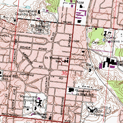 Topographic Map of Saint Theresa School, OH