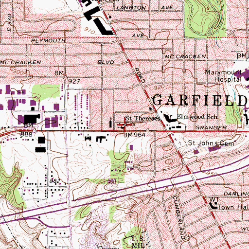 Topographic Map of Saint Thereses School, OH