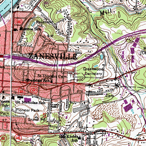 Topographic Map of Saint Thomas Cemetery, OH