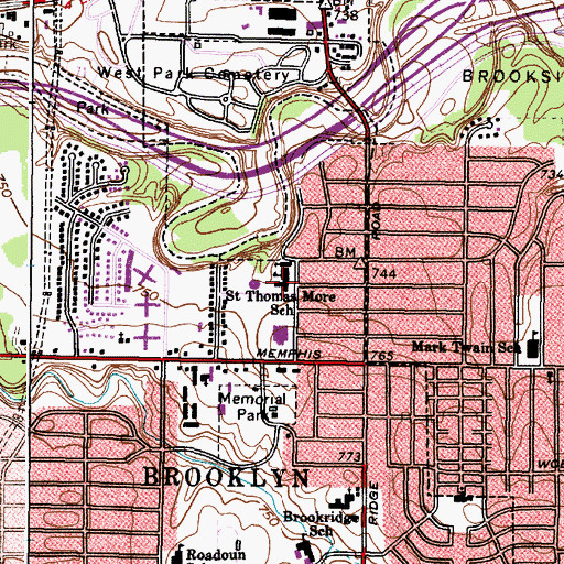 Topographic Map of Saint Thomas More School, OH