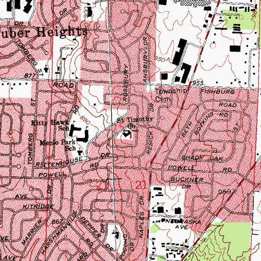 Topographic Map of Saint Timothy Church, OH
