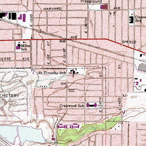 Topographic Map of Saint Timothy School (historical), OH