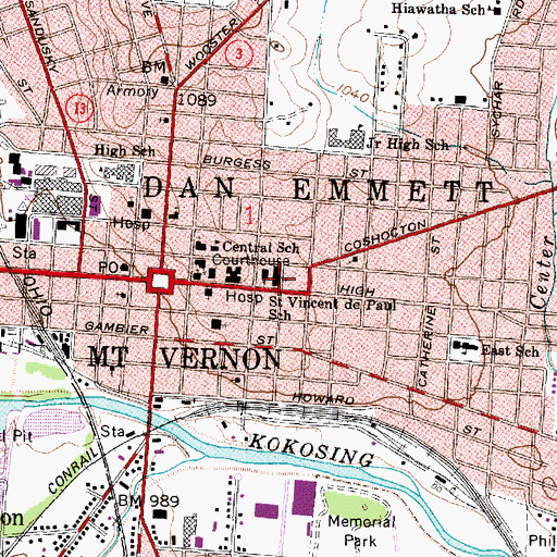 Topographic Map of Saint Vincent De Paul School, OH
