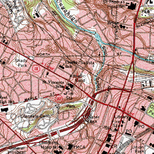 Topographic Map of Saint Vincent - Saint Mary High School, OH