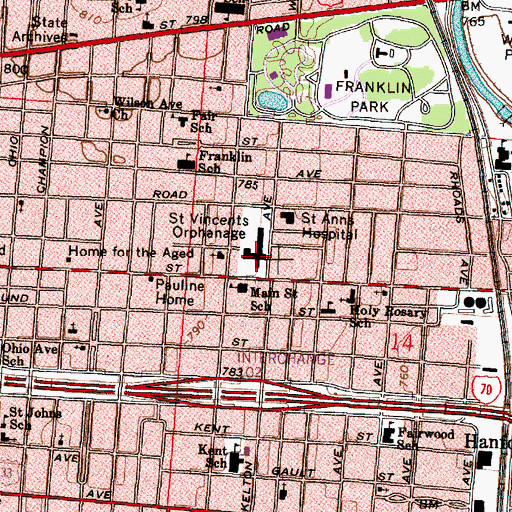 Topographic Map of Saint Vincents Orphanage, OH