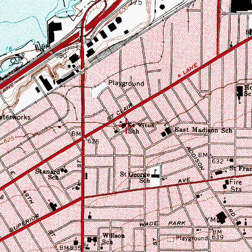 Topographic Map of Saint Vitus School (historical), OH