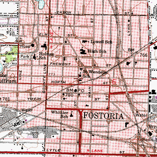 Topographic Map of Saint Wendelin School, OH