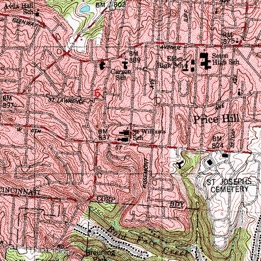 Topographic Map of Saint Williams School, OH