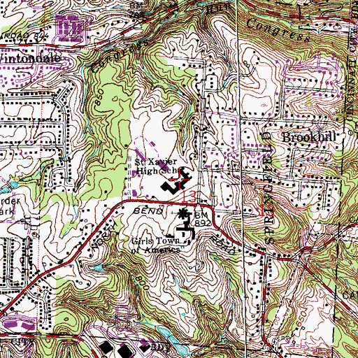 Topographic Map of Saint Xavier High School, OH