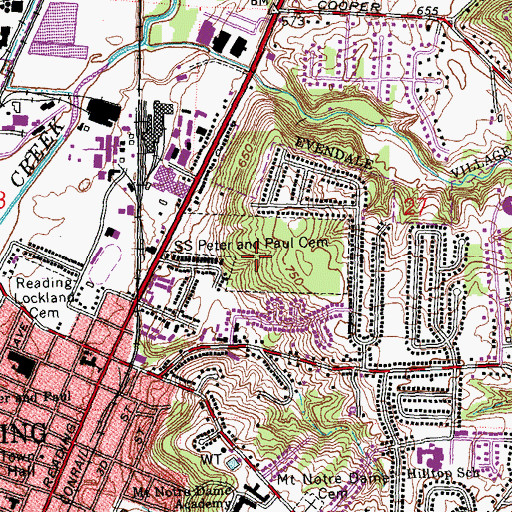 Topographic Map of Saints Peter and Paul Cemetery, OH