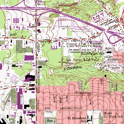 Topographic Map of Saints Peter and Paul Cemetery, OH