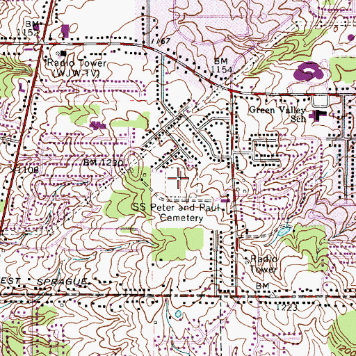 Topographic Map of Saints Peter and Paul Cemetery, OH