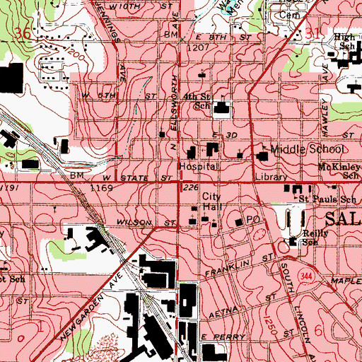 Topographic Map of Salem, OH
