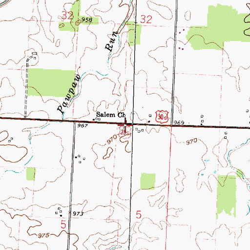 Topographic Map of Salem Church, OH