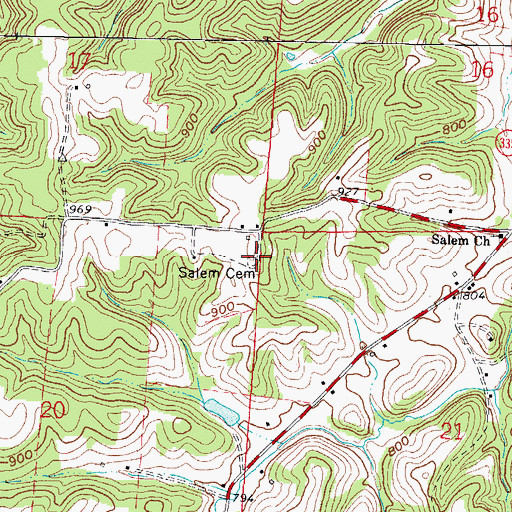 Topographic Map of Salem Cemetery, OH