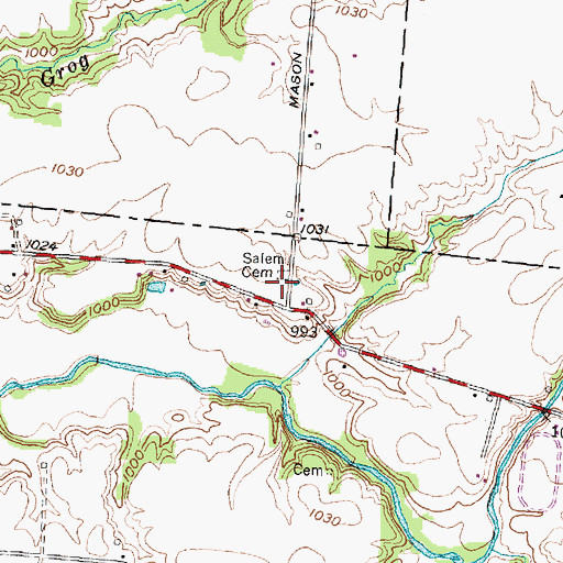 Topographic Map of Salem Cemetery, OH