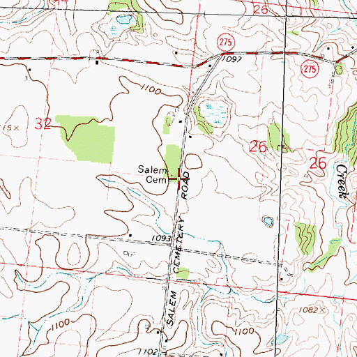 Topographic Map of Salem Cemetery, OH
