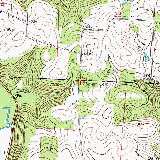 Topographic Map of Salem Cemetery, OH