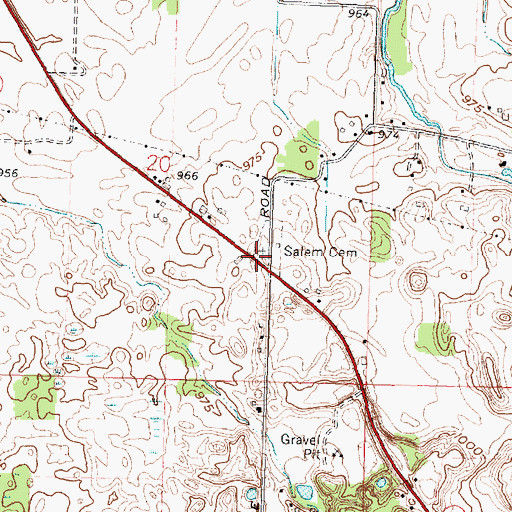 Topographic Map of Salem Cemetery, OH