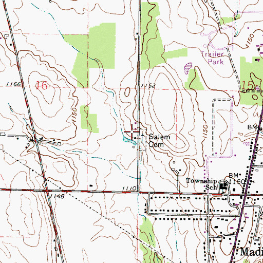 Topographic Map of Salem Cemetery, OH