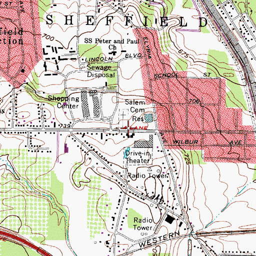 Topographic Map of Salem Cemetery, OH