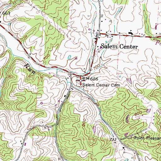 Topographic Map of Salem Center Cemetery, OH