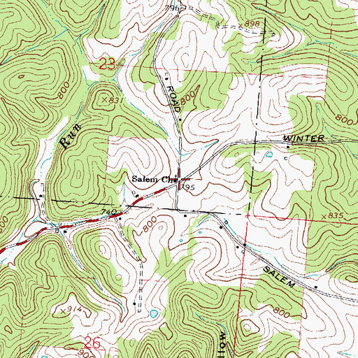 Topographic Map of Salem Church, OH