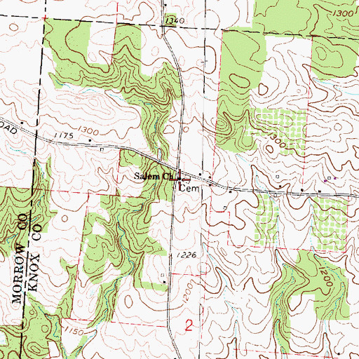 Topographic Map of Salem Church, OH