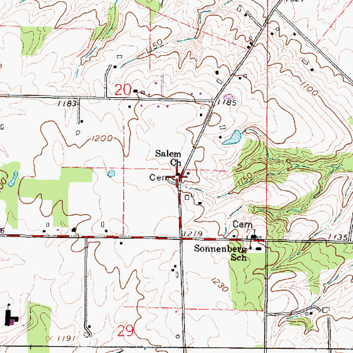 Topographic Map of Salem Mennonite Church, OH