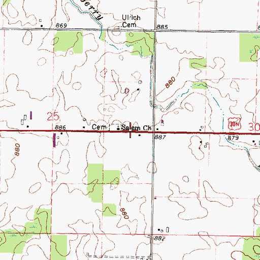 Topographic Map of Salem Church, OH