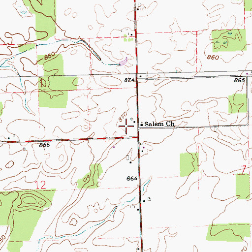 Topographic Map of Salem Church, OH