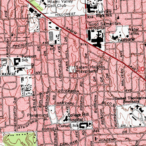 Topographic Map of Salem Heights Playground, OH