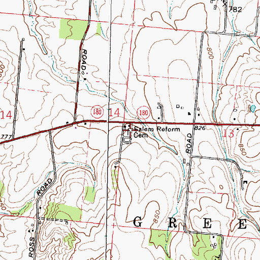 Topographic Map of Salem Reform Cemetery, OH