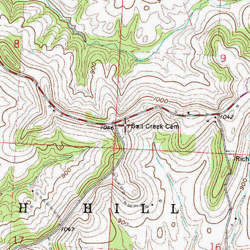 Topographic Map of Salt Creek Cemetery, OH