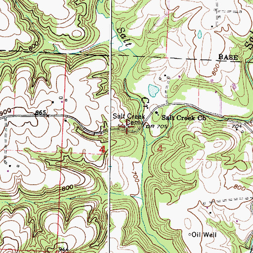 Topographic Map of Salt Creek Cemetery, OH