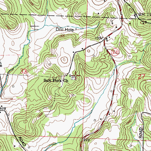 Topographic Map of Salt Fork Baptist Church, OH