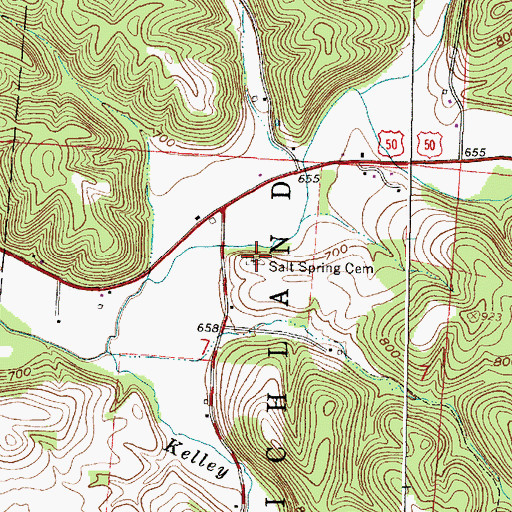 Topographic Map of Salt Spring Cemetery, OH