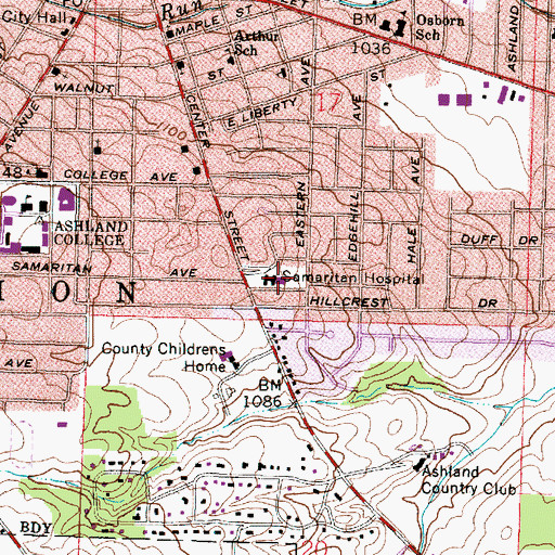 Topographic Map of Samaritan Hospital, OH