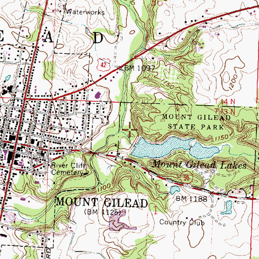Topographic Map of Sams Creek, OH