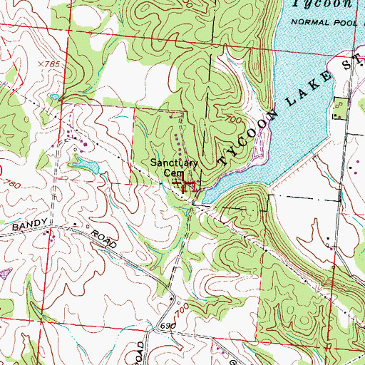 Topographic Map of Sanctuary Cemetery, OH