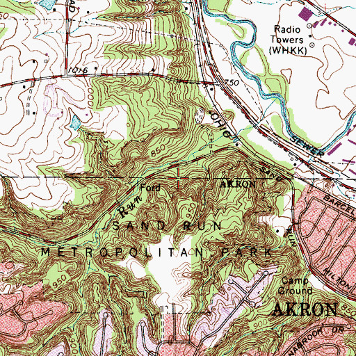 Topographic Map of Sand Run Metropolitan Park, OH