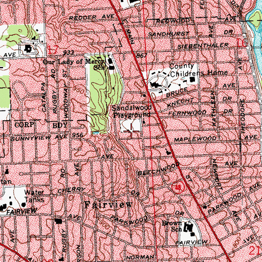 Topographic Map of Sandalwood Playground, OH
