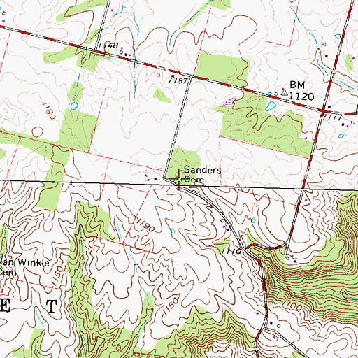 Topographic Map of Sanders Cemetery, OH