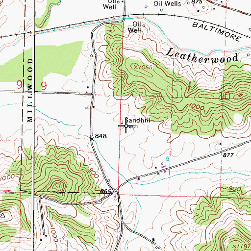 Topographic Map of Sandhill Cemetery, OH