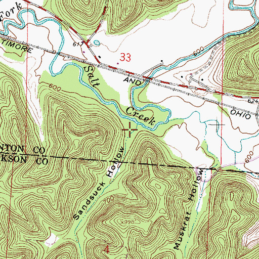Topographic Map of Sandsuck Hollow, OH