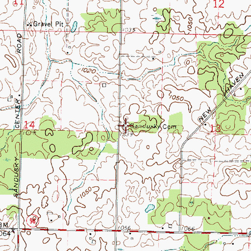 Topographic Map of Sandusky Cemetery, OH