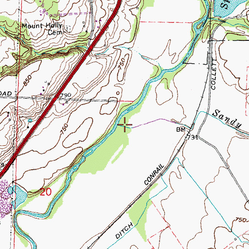 Topographic Map of Sandy Run, OH