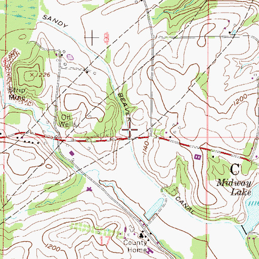 Topographic Map of Sandy Beaver Canal, OH