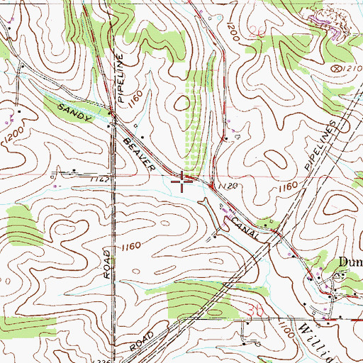 Topographic Map of Sandy Beaver Canal, OH
